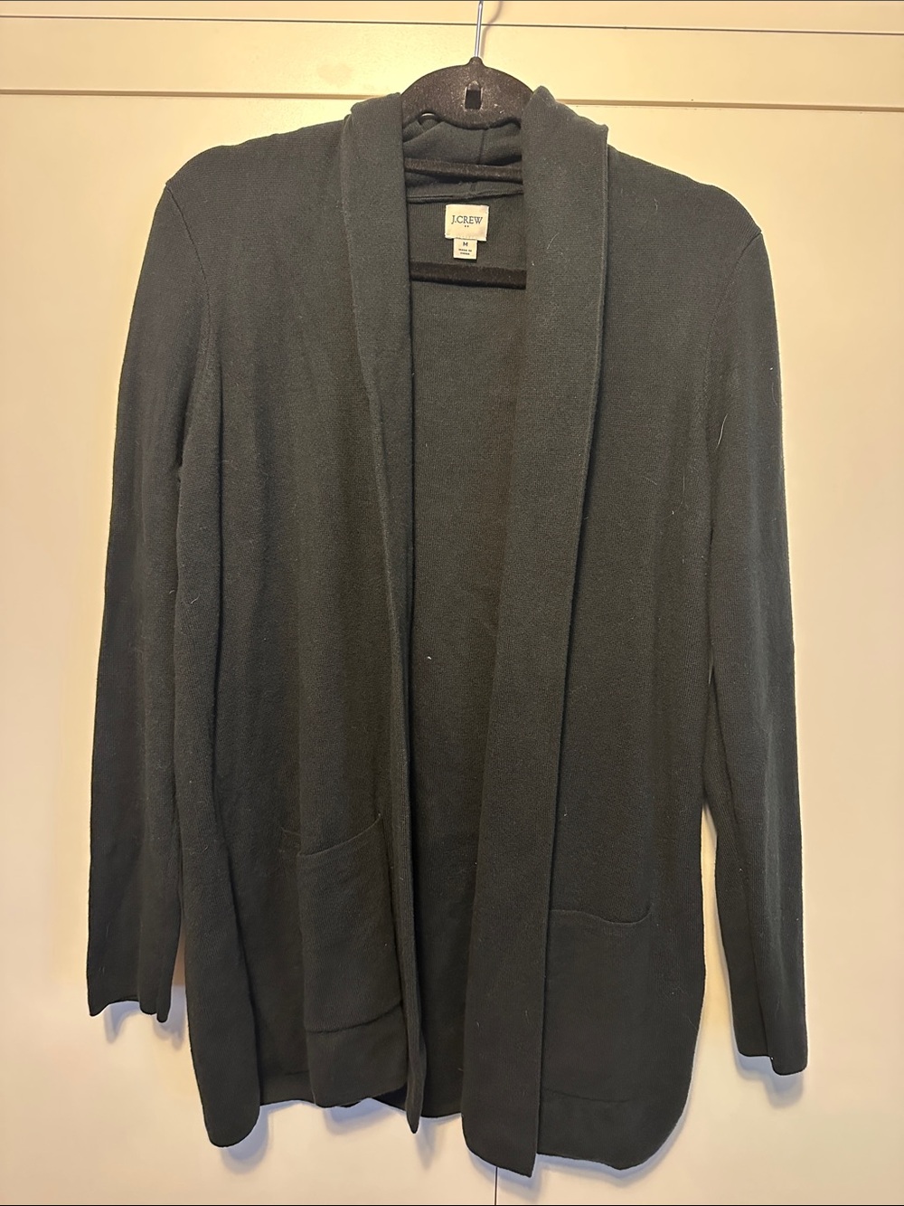 J. Crew Black Open Drape Shawl-Collar Cardigan
